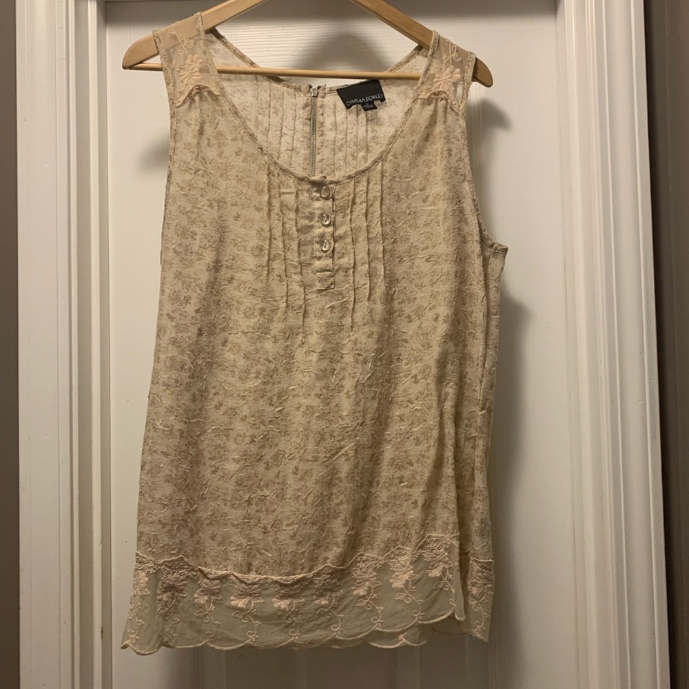 Cynthia Rowley sleeveless shell with lace detail